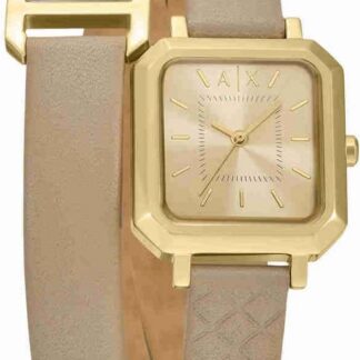 Armani Exchange zegarek dla kobiet, kwarcowy mechanizm z trzema wskazówkami i koperta o średnicy 27 mm ze skórzanym paskiem