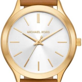 Michael Kors damski zegarek Slim Runway, 38 mm, kwarcowy mechanizm z trzema wskazówkami i skórzanym paskiem
