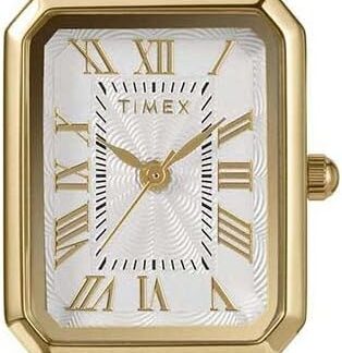 Timex Zegarek Damski Trend 21 mm, Dwukolorowy Pasek ze Stopu, Biała Tarcza, Dwukolorowa Obudowa TW2Y01300