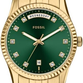 Fossil Scarlette ES5460 damski zegarek ze stali nierdzewnej w złotym odcieniu, 34 mm