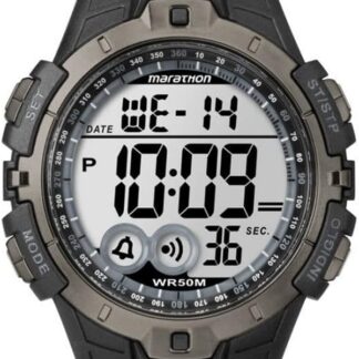 Timex Marathon Męski zegarek, 46 mm, cyfrowy, czarny pasek z żywicy T5K802