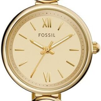 Fossil damski zegarek Carlie, złoty kwarcowy mechanizm z trzema wskazówkami i paskiem ze stali szlachetnej