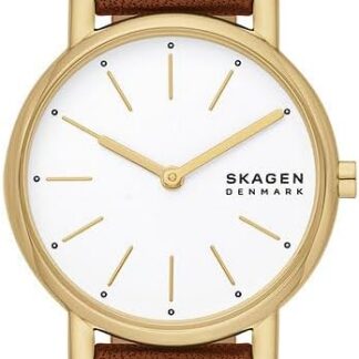 Skagen Signatur Lille Zegarek dla kobiet, złoty, kwarcowy, dwukierunkowy mechanizm z paskiem ze stali nierdzewnej lub skóry
