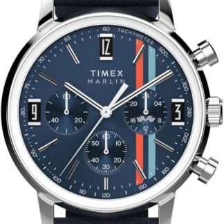 Timex Męski zegarek kwarcowy z chronografem ze skórzanym paskiem Marlin
