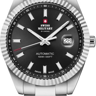Swiss Military by Chrono SMA34110 Męski zegarek automatyczny z paskiem ze stali nierdzewnej 10 ATM data szkło szafirowe