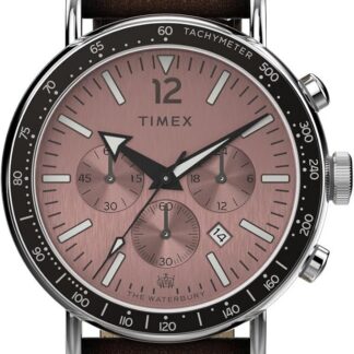 Timex Męski zegarek kwarcowy z chronografem ze skórzanym paskiem Standard Chrono