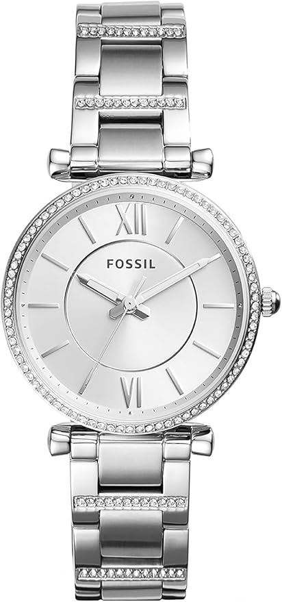 Fossil CARLIE ES4341 Zegarek Damski Kwarcowy, Ø 35 mm, Srebrny
