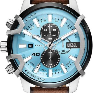 Diesel męski zegarek Griffed, kwarcowy mechanizm chronografu ze skórzanym paskiem