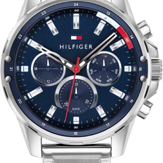 Tommy Hilfiger Analogowy, wielofunkcyjny zegarek kwarcowy dla mężczyzn, z bransoletą ze stali nierdzewnej lub paskiem silikonowym
