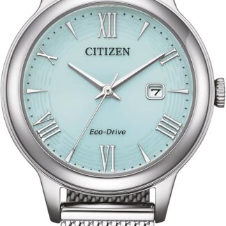 CITIZEN Eco-Drive solarny zegarek damski z taśmą siatkową ze stali nierdzewnej i datą w różnych wariantach