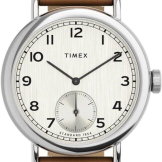 Timex Męski zegarek analogowy ze skórzanym paskiem Waterbury
