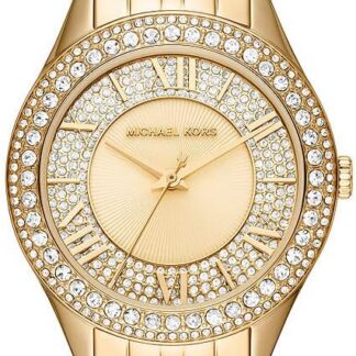 Michael Kors damski zegarek Harlowe, kwarcowy mechanizm z trzema wskazówkami, pasek ze stali szlachetnej lub skóry