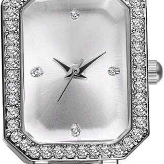 JewelryWe Zegarki damskie, analogowe, kwarcowe, luksusowe, eleganckie, datownik, kalendarz, 30 m, wodoszczelny, stras, prostokątny, ze stali nierdzewnej, biznesowy, z narzędziami do zegarka