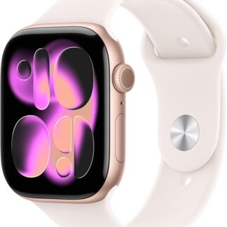 Apple Watch Series 11 GPS + Cellular 42 mm Smartwatch, koperta z aluminium kolor różowe złoto, Pasek sportowy kolor łagodny róż - S/M. Wynik snu, monitor fitness, monitorowanie stanu zdrowia