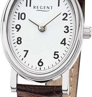 Regent Zegarek damski z wzorem krokodyla skórzany pasek stal szlachetna kwarc owalna obudowa 22 mm średnica cyfry arabskie
