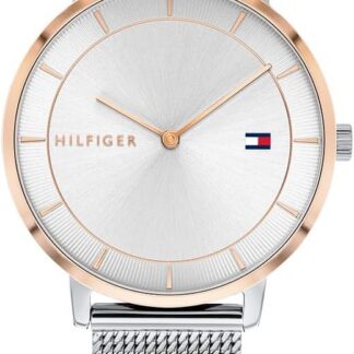 Tommy Hilfiger Analogowy zegarek kwarcowy dla kobiet, z bransoletą z siatki ze stali nierdzewnej, dostępny w kolorze srebrnym, złotym, różowozłotym lub granatowym