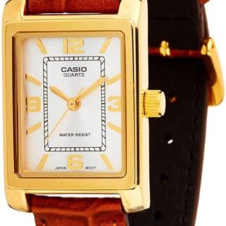 Casio zegarek damski analogowy, złoto-brązowy., wstążka
