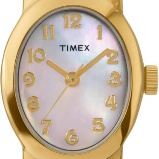 Timex Zegarek Damski Main Street 18 mm, Czarny Skórzany Pasek, Tarcza z Masy Perłowej, Złota Obudowa TW2W82600