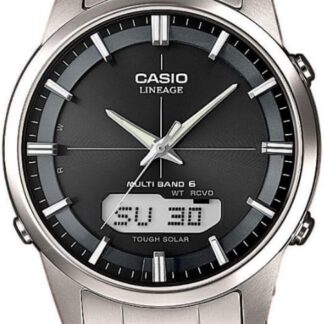 Casio Męski zegarek na rękę z energią słoneczną i radiową i tytanową bransoletką