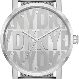 DKNY Damski analogowy zegarek kwarcowy z paskiem ze stali nierdzewnej NY6693, Srebrny