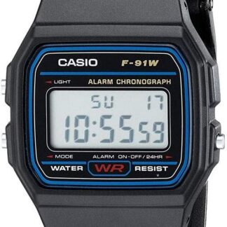 CASIO F91W-1 zegarek sportowy na co dzień, Czarny, pasek