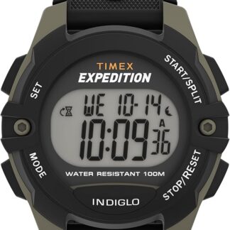 Timex Expedition zegarek męski 41 mm – czarny dwuczęściowy pasek z żywicy, tarcza cyfrowa, koperta w kolorze zielonym, TW4B28500