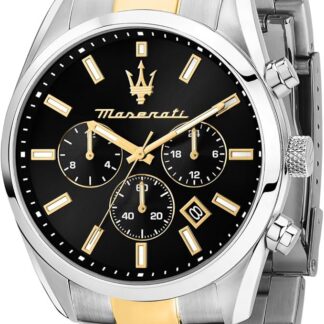 Maserati Zegarek z limitowanej edycji męski, wielofunkcyjny, analogowy, stalowy pasek, kolekcja atrakcji - R8853151019, Złoto, Srebrny, 43.00, bransoletka