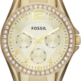 Fossil Riley Zegarek dla kobiet, chronograf z paskiem ze stali nierdzewnej lub skóry