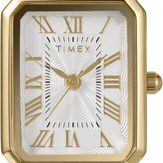 Timex Zegarek Damski Trend 21 mm, Brązowy Skórzany Pasek, Biała Tarcza, Złota Obudowa TW2Y00900