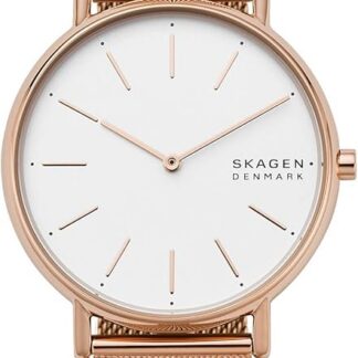 Skagen Signatur Zegarek dla kobiet, Kwarcowy dwukierunkowy mechanizm z paskiem ze stali szlachetnej lub skóry