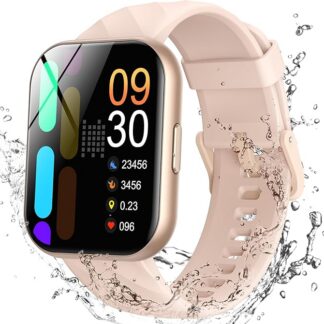 Parsonver Zegarek Smartwatch dla kobiet, 5ATM wodoodporny zegarek do pływania, 1,8" ekran HD, zegarek fitness z 100+ trybami sportowymi, monitorowanie tętna oraz snu, dla Androida i iOS, różowe złoto | Monitor aktywności fitness, pulsometr/uśpienia/spO2/kalorii, krokomierz, zegarek fitness na Androida i iPhone'a, różowe złoto
