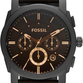 Fossil męski zegarek Machine, 42 mm, kwarcowy mechanizm z chronografem, pasek ze stali szlachetnej lub skóry