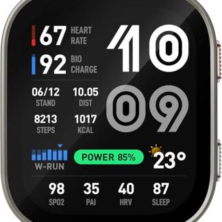 Amazfit BIP MAX 50 mm Smartwatch, wyświetlacz AMOLED 2.07", do 20 dni, GPS i mapy, pamięć 4 GB, trening hybrydowy, 150+ sport, tryb HYROX, dla Androida i iPhone'a
