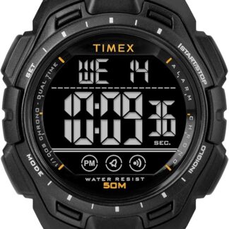 Timex Sport zegarek męski 43 mm – czarny pasek z żywicy, tarcza cyfrowa, koperta w kolorze czarnym, TW5M63700