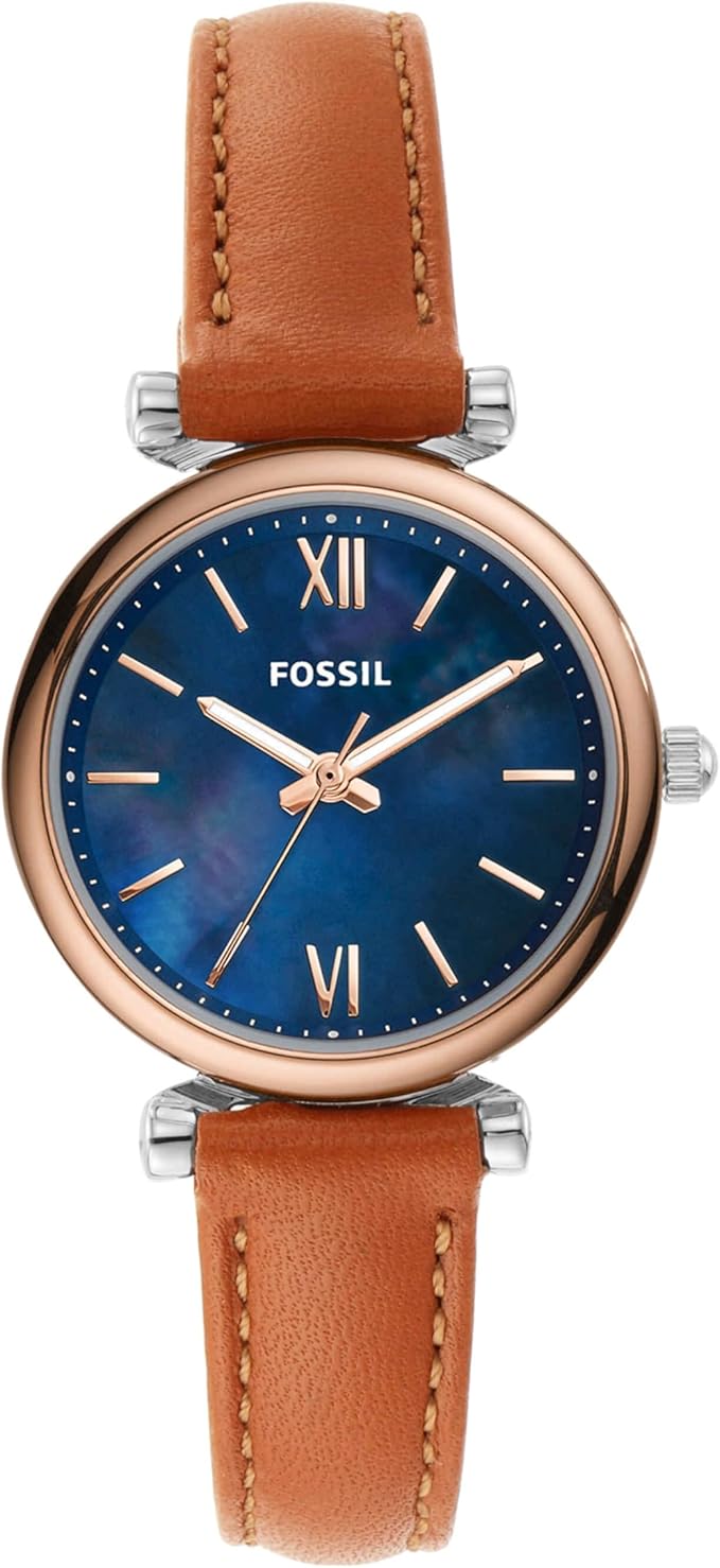 Fossil Carlie Mini Zegarek damski, mechanizm kwarcowy z paskiem ze stali szlachetnej lub skóry