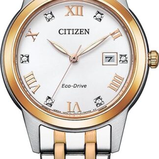 CITIZEN Damski analogowy zegarek kwarcowy z bransoletką ze stali szlachetnej FE1246-85A, biały, One Size, Bransoletka
