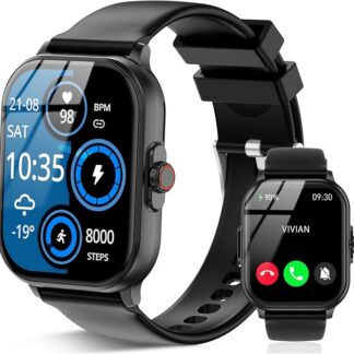 flintronic Smartwatch dla Mężczyzn i Kobiet, 2.01" zegarek fitness z funkcją przyjmowania/wykonywania połączeń, monitor EKG, wodoodporny IP67, monitor tlenu we krwi, ciśnienia krwi, tętna, snu, wiele