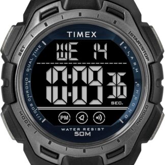 Timex Sport zegarek uniseks 43 mm – czarny pasek z PU, tarcza cyfrowa, koperta w kolorze czarnym, TW5M63800
