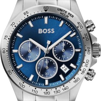 BOSS 1513755 Zegarek Męski Kwarcowy z Paskiem Stalowym, Średnica 42 mm, Srebrny
