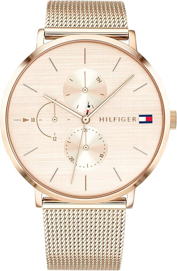 Tommy Hilfiger Damski wielofunkcyjny zegarek kwarcowy – 3 sub-tarcze, wodoodporny 3 ATM, ze skórzaną lub stalową bransoletką w ogniwie lub siatce
