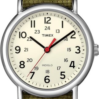 Timex Weekender 38 mm kremowa tarcza i oliwkowy zielony pasek zegarek kwarcowy