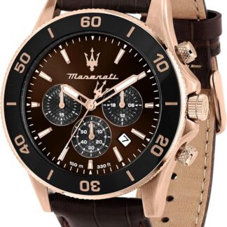 Maserati Limited Edition Męski zegarek, chronograf, analogowy, skórzany pasek, wodoodporny, kolekcja konkursowa - R8871600001, Brązowy, 43.00, pasek