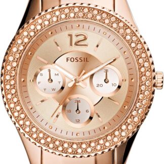 Fossil Stella Zegarek damski, chronograf z paskiem ze stali szlachetnej lub skóry