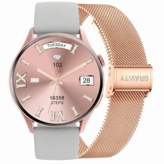 Smartwatch Gravity Różowe Złoto Pasek + Bransoleta GT11-8