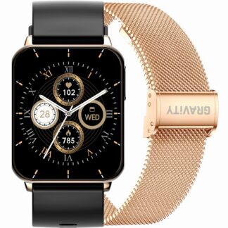 Smartwatch Gravity Różowe Złoto Czarny 2 Paski GT17-5