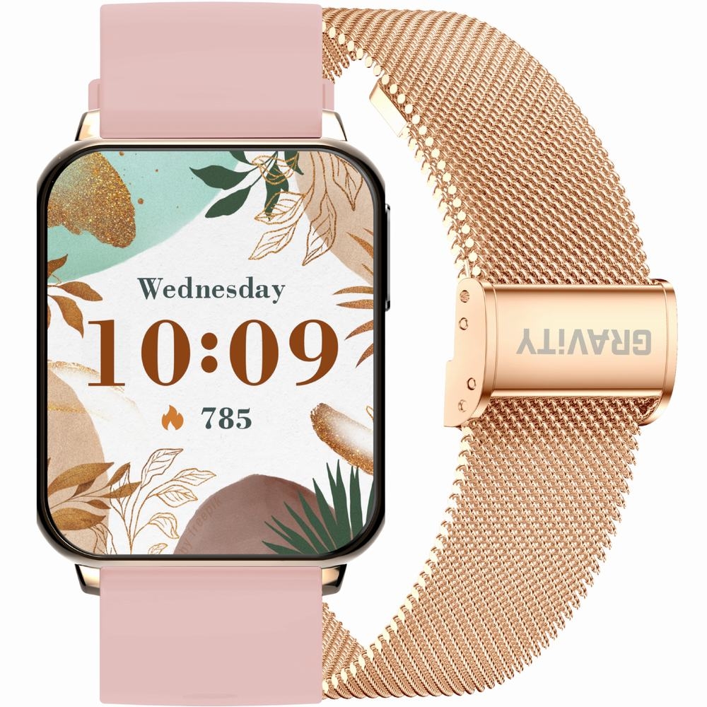 Smartwatch Gravity Różowe Złoto Różowy 2 Paski GT17-1