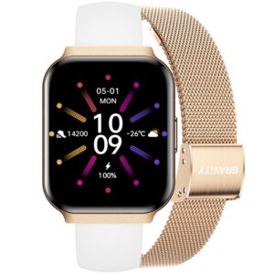 Smartwatch Gravity Różowe Złoto Pasek + Bransoleta GT44-1