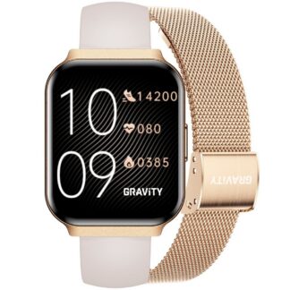 Smartwatch Gravity Różowe Złoto Pasek + Bransoleta GT44-2