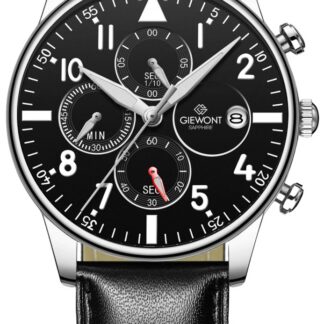 Zegarek Męski Giewont Chronograph Sapphire Czarno Srebrny GW5630-A2