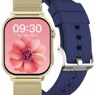 Smartwatch Damski GRAVITY GT15-11 Granatowy Pasek Silikonowy + Złota Bransoleta